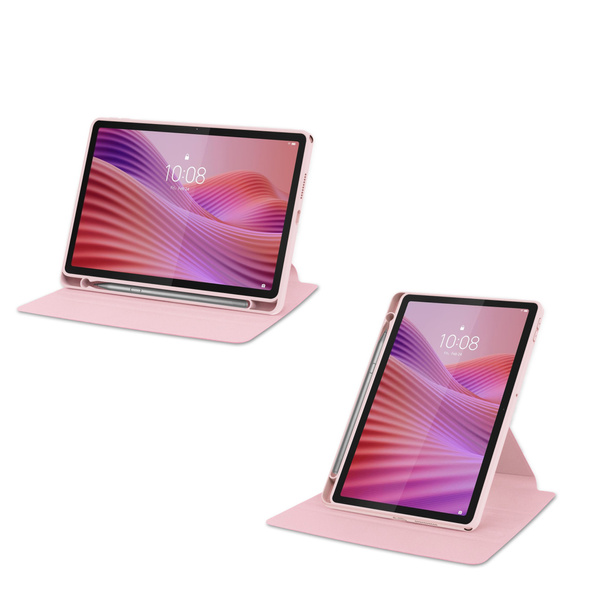 Etui 360 Crystal do Lenovo Tab 10.1 2025, różowe - ochronne z podstawką, dostęp do portów i przycisków