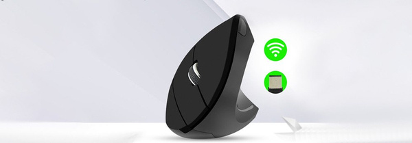 Bezprzewodowa Mysz Pionowa ergonomiczna wertykalna Cliry 2.4 GHz optyczna, czarny