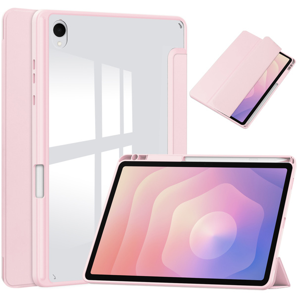 Etui Clear Pencil do Samsung Galaxy Tab S11 11 SM SMX736 z klapką, różowe - ochronne