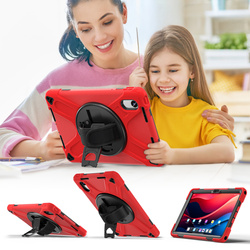Etui Shockproof z uchwytem do Lenovo Tab M11 10.95, czerwone - ochronne z podstawką, dostęp do portów i przycisków