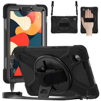 Etui pancerne z uchwytem do Lenovo Tab One 8.7 2025 TB305FU TB305XU z podstawką i paskiem, czarne