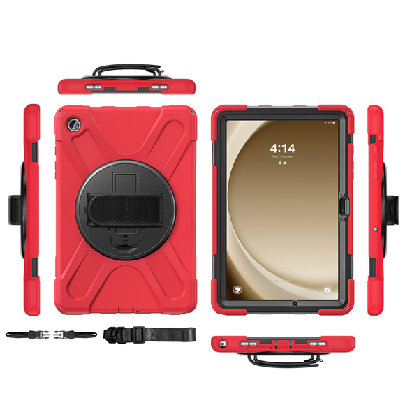 Etui Shockproof do Samsung Galaxy Tab A9 Plus 11 2023 X210 X215 X216, czerwone - ochronne z podstawką