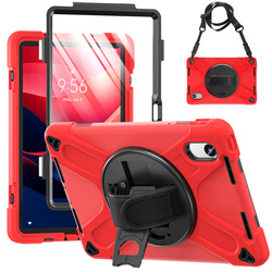 Etui Shockproof z uchwytem do Lenovo Tab M11 10.95, czerwone - ochronne z podstawką, dostęp do portów i przycisków