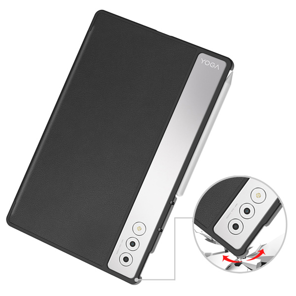 Etui Smart do Lenovo Yoga Tab Plus 12.7 2025 z klapką / Lenovo Idea Tab, czarne - ochronne z podstawką