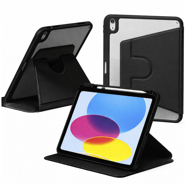Etui Obrotowe Pencil do iPad 10.9 2022 Gen. 10 / 11 2025 A16 Gen. 11 Wake, czarne - ochronne z podstawką
