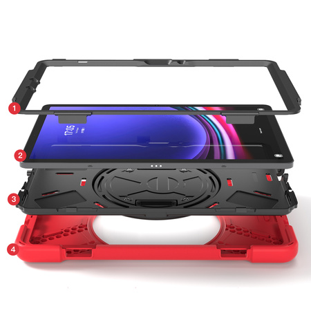 Etui pancerne Shockproof z uchwytem do Samsung Galaxy Tab S9 FE/S9/S10 FE, czerwone