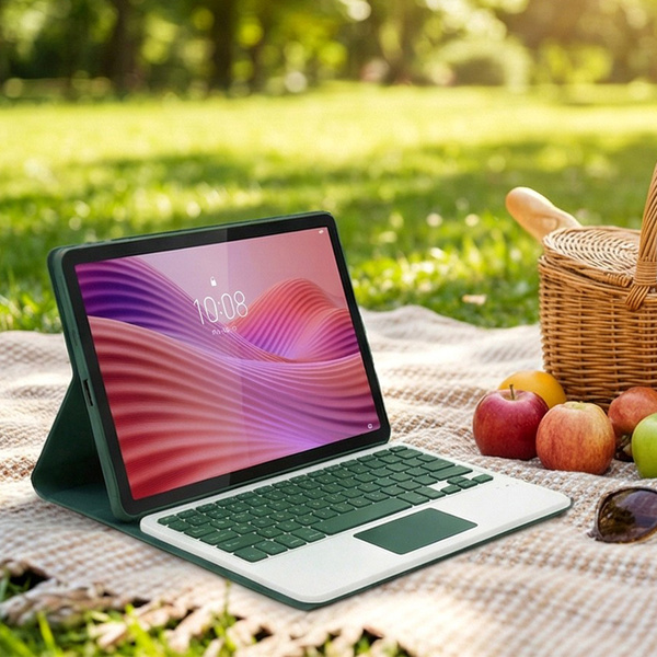 Etui z klawiaturą touch do Lenovo Tab 10.1 2025, zielone - ochronne z podstawką