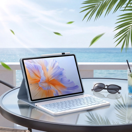Etui z klawiaturą Bluetooth do Redmi Pad 2 Pro 2025, niebieskie - ochronne z podstawką