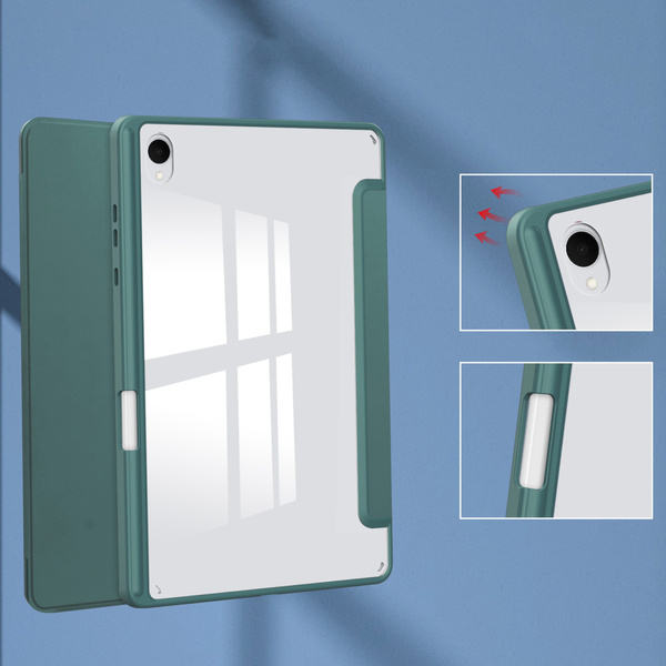 Etui Clear Pencil do Samsung Galaxy Tab S11 11 SM SMX736 z klapką, zielone - ochronne