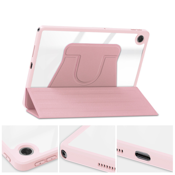 Etui 360 Crystal do Lenovo Tab 10.1 2025, różowe - ochronne z podstawką, dostęp do portów i przycisków