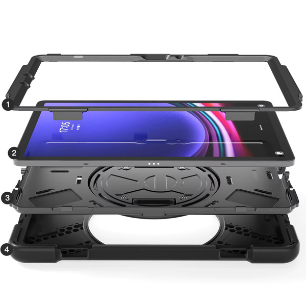 Etui pancerne z uchwytem do Galaxy Tab S10 Lite 10.9/ S10 FE/ S9 FE/ S9/ S8/ S7, ochronne z podstawką, czarne