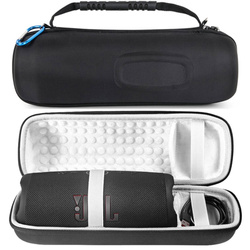 Etui Zestaw + z paskiem do Jbl Charge 5 podróżne karabińczyk / Charge 5, czarne - ochronne z podstawką