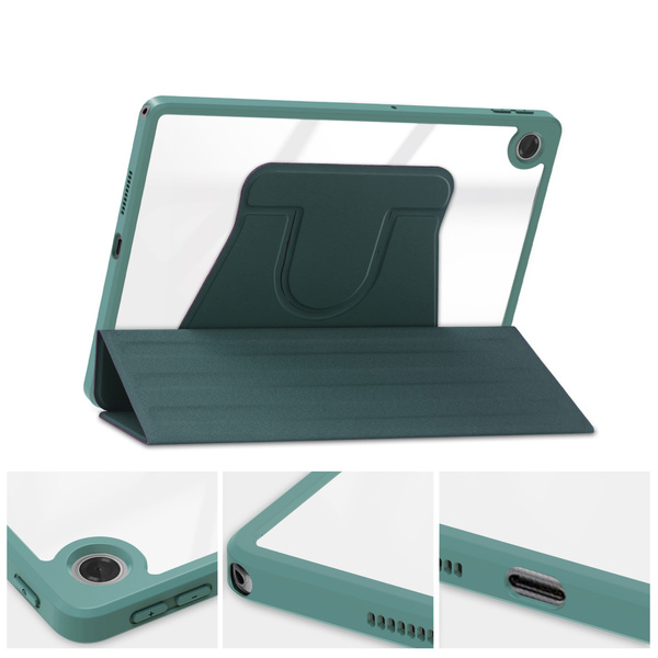 Etui 360 Crystal do Lenovo Tab 10.1 2025, zielone - ochronne z podstawką, dostęp do portów i przycisków