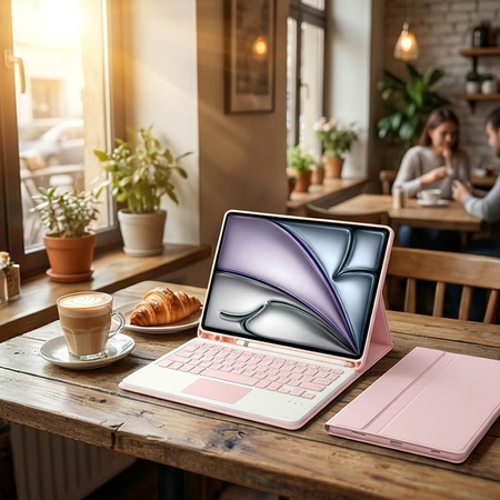 Etui i KLAWIATURA touchpad do iPad Air 11 M3 2025 / Air 11 M2 2024 GEN 7, 6, różowe