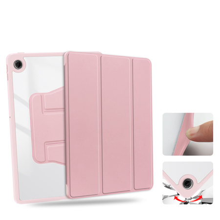 Etui 360 Crystal do Lenovo Tab 10.1 2025, różowe - ochronne z podstawką, dostęp do portów i przycisków