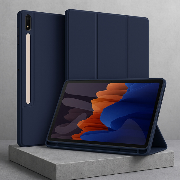 Etui do Galaxy Tab S10 Lite 10.9/S10 FE/S9 FE/ S9/ S8 z miejscem na rysik - granatowe