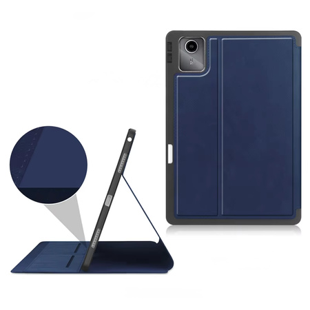 Etui skórzane z kieszeniami do Lenovo Tab M11 10.95 TB330FU TB330XU TB331FC, granatowe