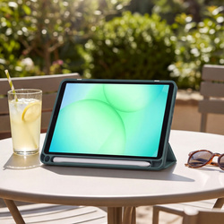 Etui Clear Pencil do Galaxy Tab A11 X135/ X133 A9 SM-X110/ SM-X115, uchwyt na rysik, ciemnozielone