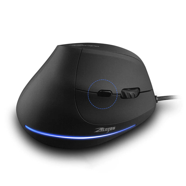 Pionowa myszka ergonomiczna wertykalna podświetlana LED USB Zelotes T20