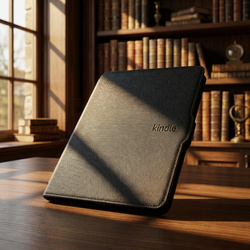 Etui do Kindle Paperwhite 1 2 3, czarne - ochronne z podstawką, dostęp do portów i przycisków