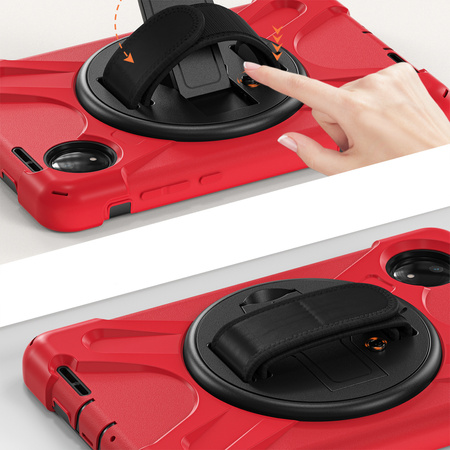 Etui pancerne Shockproof z uchwytem paskiem do Xiaomi Redmi Pad SE 8.7 2024, czerwone