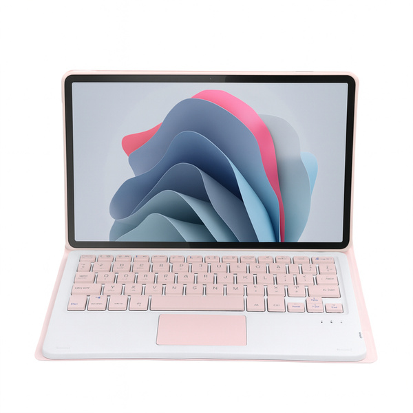 Etui z klawiaturą Bluetooth do Redmi Pad 2 11 2025, różowe - ochronne z podstawką, dostęp do portów i przycisków