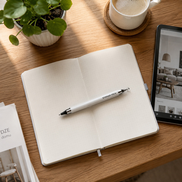 Precyzyjny rysik 2w1 z długopisem stylus pen do tabletu telefonu, biały