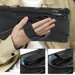Etui pancerne z uchwytem do Galaxy Tab S10 Lite 10.9/ S10 FE/ S9 FE/ S9/ S8/ S7, ochronne z podstawką, czarne