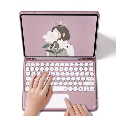 Etui pokrowiec z klawiaturą touchpad do iPad Pro 11 Gen 5 M4 2024, różowe