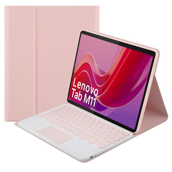 Etui z klawiaturą Bluetooth do Lenovo Tab M11, różowe - ochronne z podstawką, dostęp do portów i przycisków