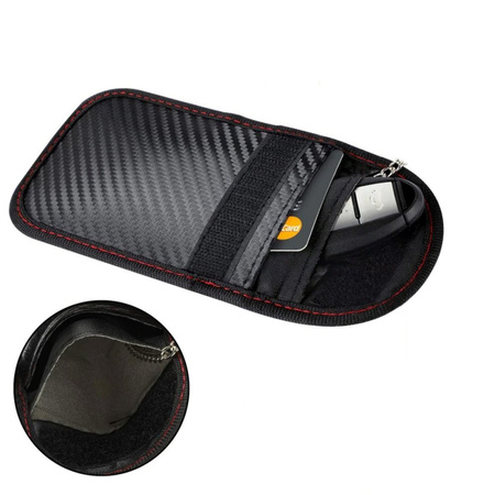 Etui na kluczyki kartę antykradzieżowe blokujące sygnał Keyless klatka RFID, czarne