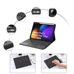 Etui z klawiaturą do Xiaomi Pad 7 / Pad 7 Pro 11.2 na rysik / Xiaomi Pad 7 Pro, czarne - ochronne z podstawką