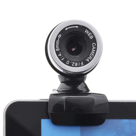 Kamera internetowa mikrofon do lekcji pracy video PC laptop A860 z uchwytem, czarna