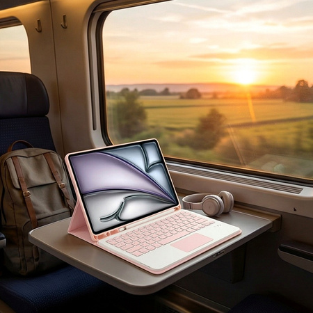 Etui i KLAWIATURA touchpad do iPad Air 11 M3 2025 / Air 11 M2 2024 GEN 7, 6, różowe