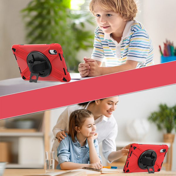Etui Shockproof z uchwytem do Lenovo Tab M11 10.95, czerwone - ochronne z podstawką, dostęp do portów i przycisków