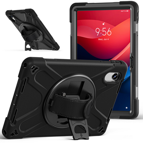 Etui Pancerne do Lenovo Idea Tab 11 szybka pas, czarne - ochronne z podstawką
