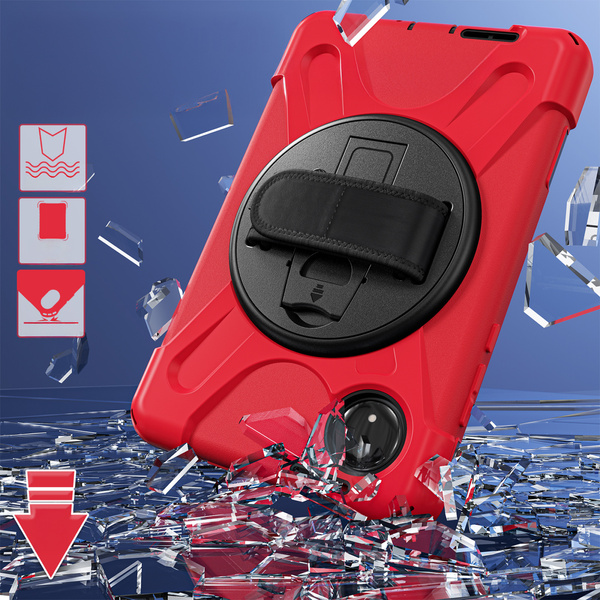 Etui pancerne Shockproof z uchwytem do Xiaomi Redmi Pad SE 8.7 2024 / Redmi Pad SE 8.7, czerwone - ochronne
