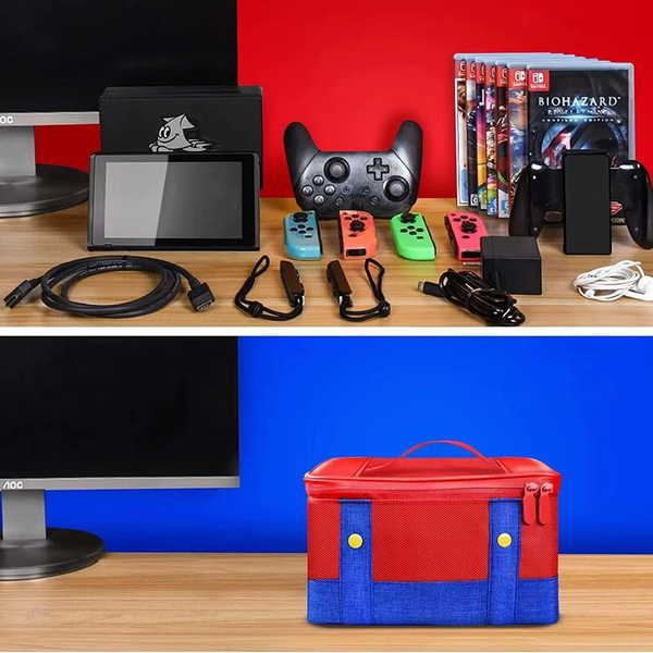 Etui Torba podróżna do Nintendo Switch 2 2025 z przegrodami wodoodporna, mario - ochronne z podstawką