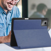 Etui skórzane z kieszeniami do Lenovo Tab M11 10.95, granatowe - ochronne z podstawką