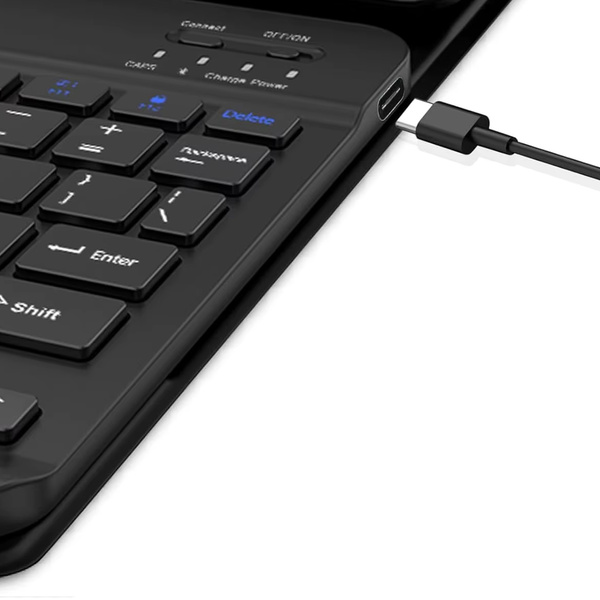 Etui z klawiaturą Bluetooth do Redmi Pad 2 Pro 2025, czarne - ochronne z podstawką, dostęp do portów i przycisków