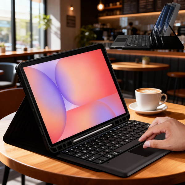 Etui z klawiaturą Bluetooth do Samsung Galaxy Tab S7 / S8 / S9 / S9FE / S10FE / S10 Lite, czarne - ochronne