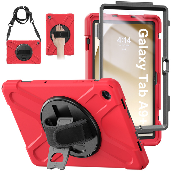 Etui Shockproof do Samsung Galaxy Tab A9 Plus 11 2023 X210 X215 X216, czerwone - ochronne z podstawką