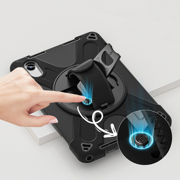 Etui Shockproof z uchwytem do Lenovo Tab M11 10.95, czarne - ochronne z podstawką, dostęp do portów i przycisków