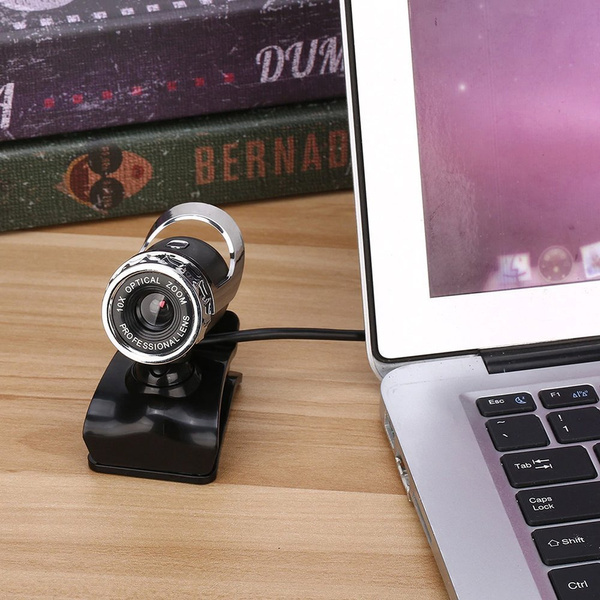 Kamera internetowa mikrofon do lekcji pracy video PC laptop A859 z uchwytem, czarna