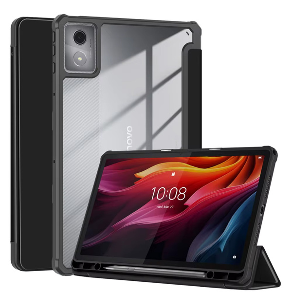 Etui Clear Pencil do Lenovo K11 Plus, czarne - ochronne z podstawką, dostęp do portów i przycisków