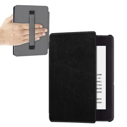 Etui Strap Case do Kindle Paperwhite 4, czarne - ochronne z podstawką, dostęp do portów i przycisków