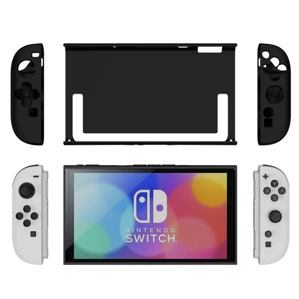 Etui do Nintendo Switch 2 2025 silikonowe Kickstand 3-częściowe, czarne - ochronne z podstawką