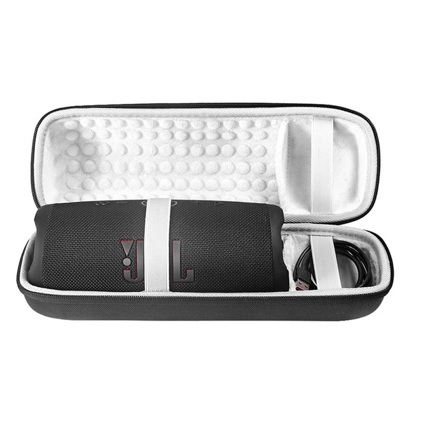 Etui Zestaw + z paskiem do Jbl Charge 5 podróżne karabińczyk / Charge 5, czarne - ochronne z podstawką