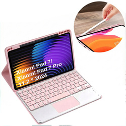 Etui z klawiaturą do Xiaomi Pad 7 / Pad 7 Pro 11.2 na rysik / Xiaomi Pad 7 Pro, różowe - ochronne z podstawką