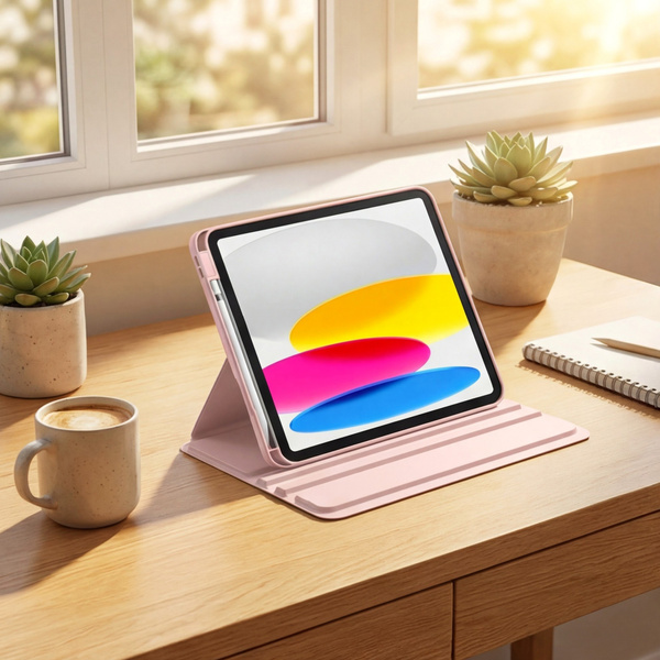 Etui Obrotowe Pencil do iPad 10.9 2022 Gen. 10 / 11 2025 A16 Gen. 11 Wake, różowe - ochronne z podstawką